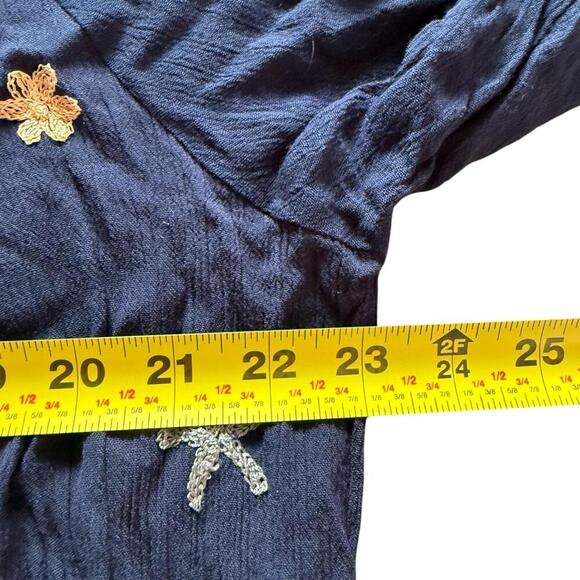 Velzera Navy Blue Embroidered Boho Tunic Dress 3X Flowy Peasant Style - Picture 4 of 5